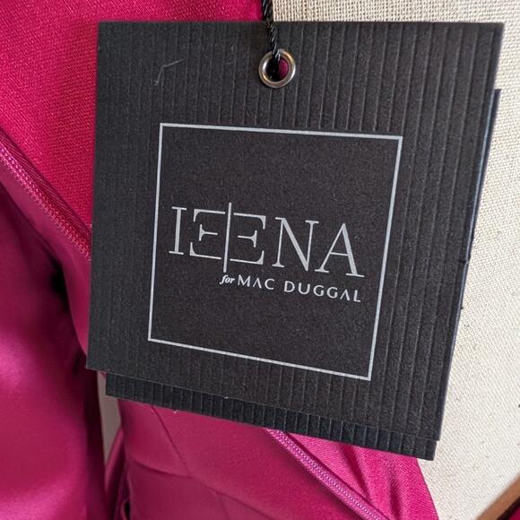 Mac Duggal Asymmetrical Draped Long Sleeve Mini Dress Magenta Size 2 - Picture 9 of 16